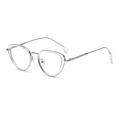 Occhiali da vista cat-eye vintage con montura trasparente e aste sottili in metallo argento - Montatura Argento Trasparente Anti-luce Blu