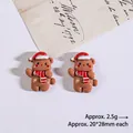 Cartoon resin Christmas bear charm with red hat and striped scarf for DIY crafts - Bear in Christmas Hat
