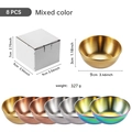 8 PCS mixed color stainless steel sauce dishes set with dimensions and box packaging - Mixed 4 Colors Large 8PCS