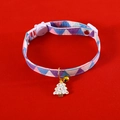 Christmas pet collar with purple geometric patterns, gold bell and Christmas tree pendant - S(17-32cm) / Double Layer Purple Xmas Tree
