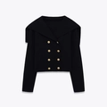 Cardigan noir femme à double boutonnage avec boutons dorés et col marin - S / Noir