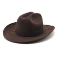 Classic dark brown felt cowboy hat with a teardrop crown and slightly curved brim - Brown / M (56-58cm)