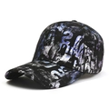Berretto da baseball tie-dye stile street con stampa graffiti e visiera curva - L(58-60cm) / Nero