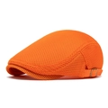 Bright orange mesh beret cap with breathable fabric and adjustable metal buckle - Orange