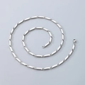 Polished silver stainless steel bamboo leaf link necklace with lobster clasp closure - Steel Color Necklace (KN288353-Z)