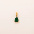 Golden heart-shaped titanium steel pendant with a green teardrop-shaped gemstone - May 3-Prong Teardrop Pendant Only (Without Chain)