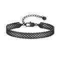 Minimalist black mesh woven stainless steel bracelet with lobster clasp and tag - Black-Width 8mm Length 16cm