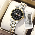 Waterproof quartz ladies watch with black dial and two-tone steel band, model BD7133G - Arabic Numeral Two-tone Black Dial (BD7133G-B03)