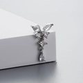 Silver butterfly drop earring with sparkling zircon stones on a white stand - Single Butterfly Geometric Pendant Style (A25-3#)