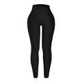 Legging de yoga noir côtelé à taille haute avec design sans couture effet push-up - Noir