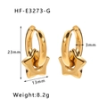 Orecchini a cerchio in acciaio inossidabile placcato oro 18k con pendenti a stella - Oro (HF-E3273-G)