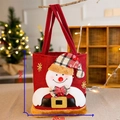 Christmas gift bag with 3D snowman design and red linen fabric, size 20x20cm - Burlap Handbag Snowman
