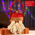 Santa Claus candy basket with red knit hat and white braided beard 15cm x 9cm size - Santa Claus Style (White Beard)