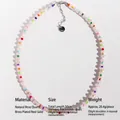 Collana di perline arcobaleno con quarzo rosa e catena in ottone dorato - Quarzo Rosa