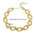 Gold twist chain bracelet with love charm and adjustable extension on white background - Oval Twisted Style / Gold Bracelet
