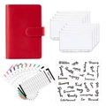 A6 red PU leather budget binder set with cash envelopes and category stickers - A6 / Red
