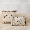 Bohemian tufted pillow covers with black diamond embroidery and fringe on a sofa - Style 2 (Diamond Tassel) / 45x45cm(Cover Only)