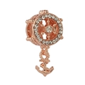 Rose gold ship wheel and anchor pendant with sparkling crystals for DIY necklaces - Anchor And Helm Style