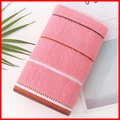 Pink and brown striped thick absorbent cotton towel with soft looped pile texture - Cotton Color Thread Pink (Towel)