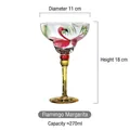 Hand-painted flamingo margarita glass with 270ml capacity, 18cm height and 11cm diameter - Flamingo
