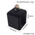 Textured black ring display stand 5x5x5.5cm for jewelry counters and showcase storage - Large Rounded Ring Stand (Black)