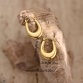Polished 18K gold U-shaped stainless steel earrings on natural stone background - Smooth Thick U-Shape (EH151) / Gold