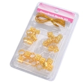 Golden dreadlock beads kit with hollow metal hair rings and gold cord in retail packaging - Style 7 (Gold Multi-beads)