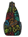 Sac bandoulière noir avec motifs de manettes de jeu colorées et imprimé Start Play - Manette de Jeu A