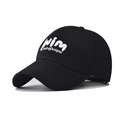 Classic black washed cotton baseball cap featuring white 3D letter embroidery on crown - Adjustable / Black