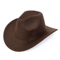 Classic dark brown wide brim felt fedora hat in western style for men and women - M (56-58cm) / Coffee