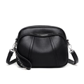 Borsa a tracolla alla moda in pelle martellata nera con rivetti e spalline rimovibili - Nero