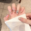 Handgefertigte Luxus-Katzenaugen-Nägel mit rosa Verlauf und glitzernden Kristall-Akzenten - XS / Nudepink Katzenauge Farbverlauf (2282-短梯)
