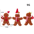Detaillierte Maße von drei Lebkuchenmann Plüsch-Anhängern für den Weihnachtsbaumschmuck - Herrenmodell 3er-Set