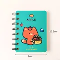 Mini A7 spiral notebook with mint green cover and cute red fox illustration - Little Fox