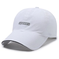 White breathable mesh sports baseball cap with reflective SPORTS lettering for summer - Adjustable / White