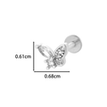 Silver butterfly labret stud in stainless steel with cubic zirconia and dimensions - 11# Zirconia Butterfly Style - Silver