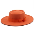 Classico cappello in lana arancione vivace con nastro e fiocco in tinta - M (56-58cm) / Arancione