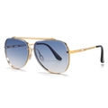 Retro pilot sunglasses with gold metal frame and blue gradient lenses for a punk look - Gold Frame Blue Gradient