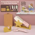 Set da cucina per bambini da 7 pezzi rosa con coltelli giocattolo e portautensili - Set di 7 Coltelli Rosa