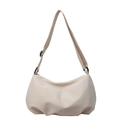 Chic beige crescent hobo bag with adjustable wide strap and soft textured faux leather - Beige