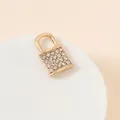 Macro shot of gold-plated lock pendant with pavé cubic zirconia for DIY jewelry - Full Rhinestone Lock (18#)