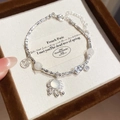 Dettaglio del bracciale in argento con lucchetto ovale e pietra occhio di gatto - Bracciale - Argento / Argento