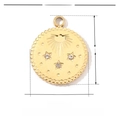 Gold stainless steel sun and star pendant necklace charm with rhinestone details - Gold Round Sun Rhinestone