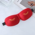 3D contoured red sleep mask with yellow eyelash embroidery and wide elastic strap - Gold Stamping Eyelash Style / Red
