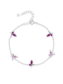 Elegante bracciale a farfalla in argento sterling S925 con gemme rosa e viola - Argento Sterling 925/Zirconia / Bracciale di Farfalla