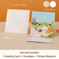 3D Teacher's Day flower card set with picnic illustration, envelope, and sticker - Campus Life Series - Style E (HK8007)