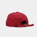 Detail view of the red miki hat showing adjustable metal buckle and canvas fabric texture - Adjustable / Plain Dark Red