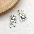 Antik-silberne Bären-Anhänger für DIY-Schmuckherstellung, Set aus zwei Metall-Anhängern - 1 Stück Glücklicher Bär (12x20mm)