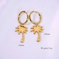 Summer ocean series gold palm tree earrings made of polished 14K gold plated stainless steel - Palm Tree