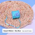 Sky blue shimmering 6mm sequin ribbon roll for DIY craft and gift wrapping 5 yards - Sky Blue Sequin Ribbon 6mm*5 Yards